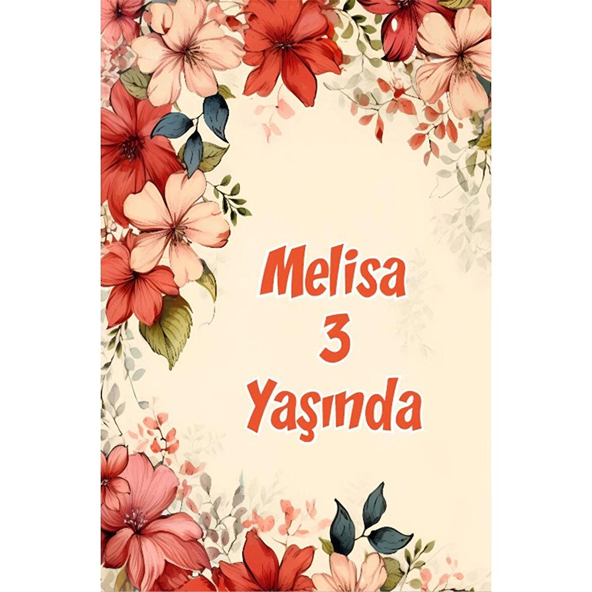 Renkli Çiçekler Temalı Doğum Günü Afişi -4 70X100 cm