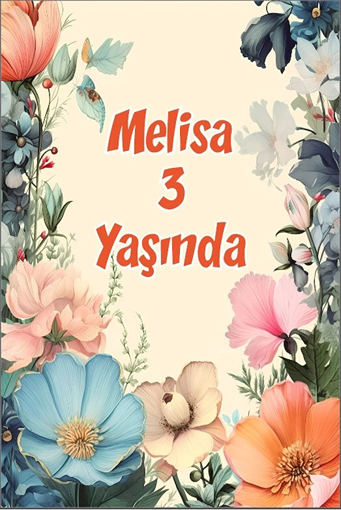 Renkli Çiçekler Temalı Doğum Günü Afişi -5 70X100 cm