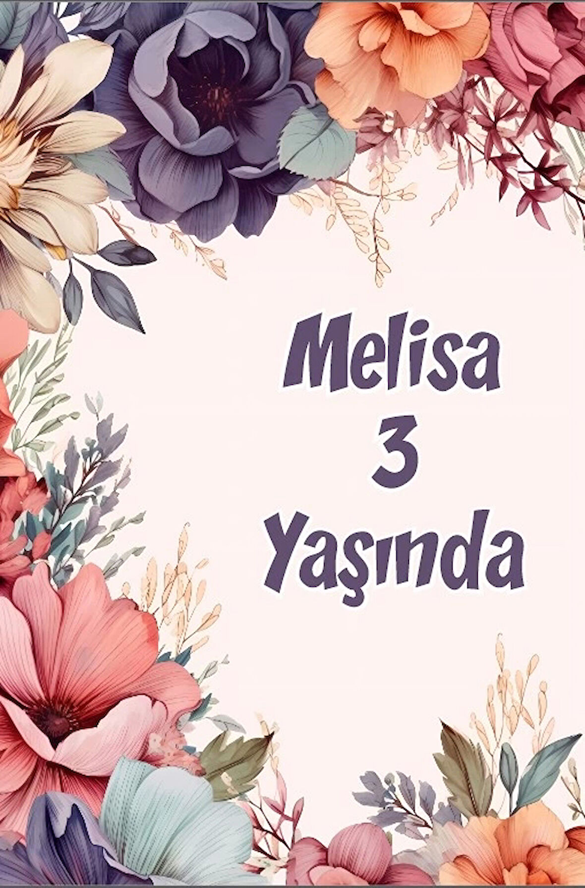 Renkli Çiçekler Temalı Doğum Günü Afişi -8 70X100 cm