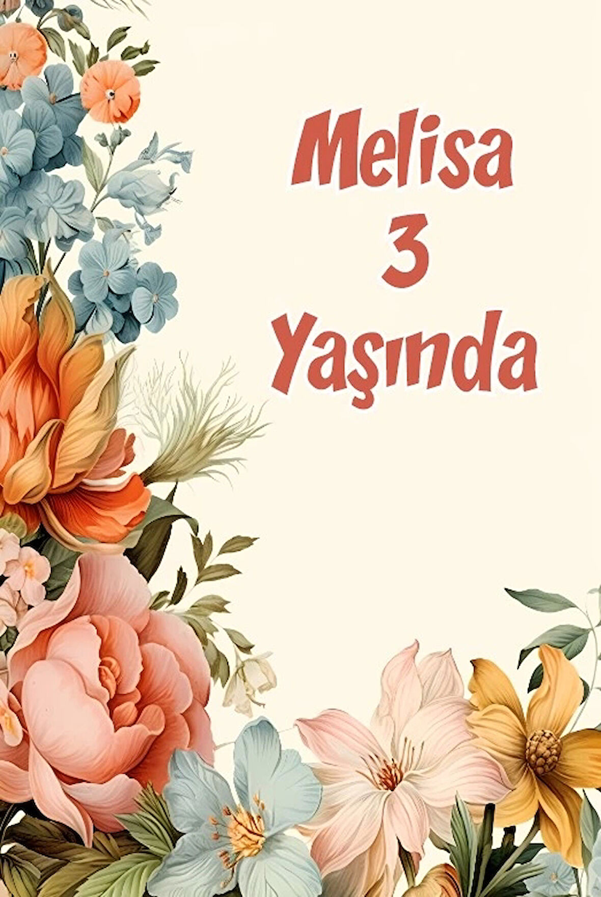 Renkli Çiçekler Temalı Doğum Günü Afişi -10 50X70 cm