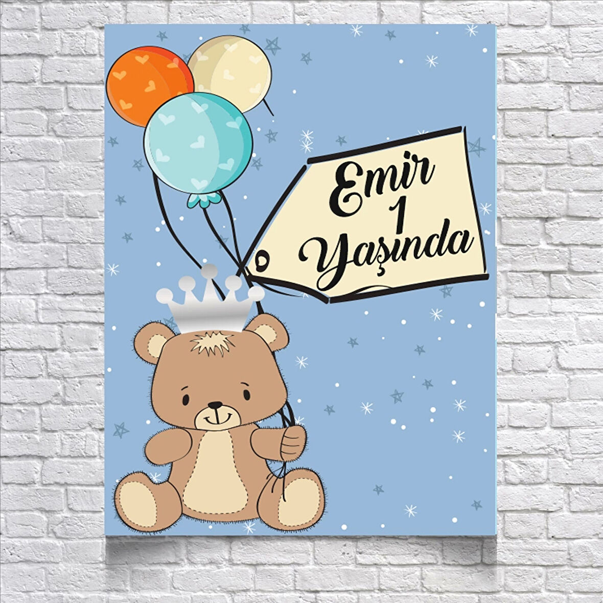 Balon ve Ayıcıklı Doğm Günü Afişi 70X100 cm