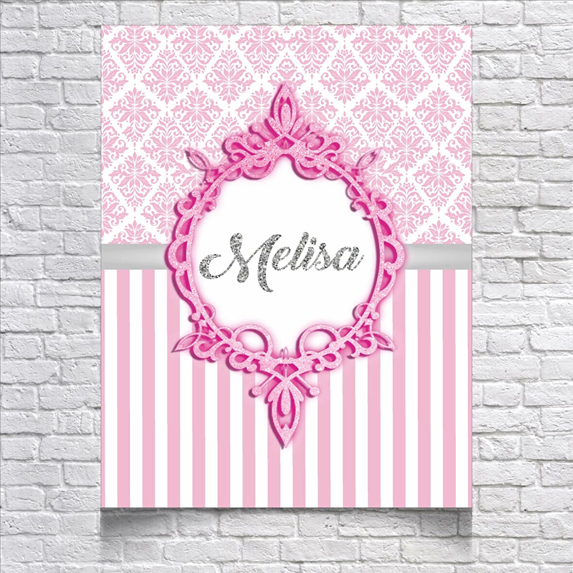 Pembe Damask Desenli Doğum Günü Afişi 35X50 cm