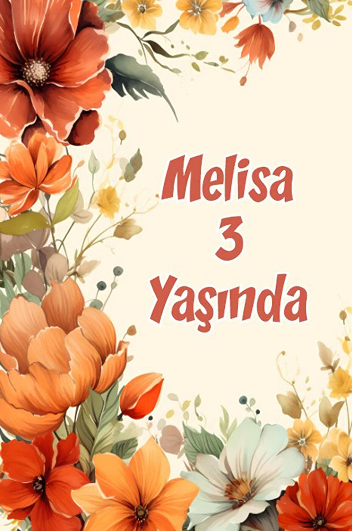 Renkli Çiçekler Temalı Doğum Günü Afişi -12 35X50 cm