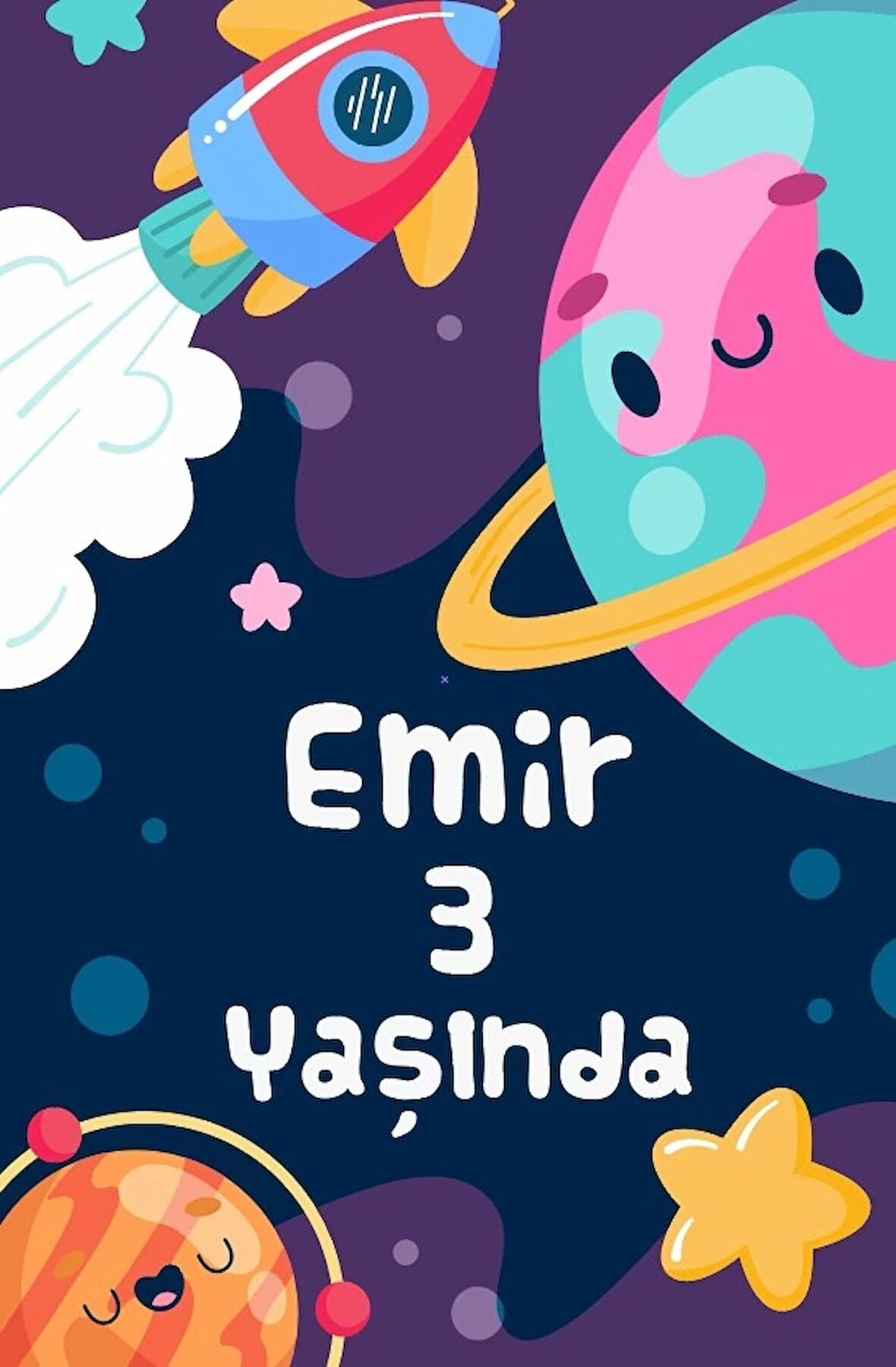 Sevimi Uzay Temalı Doğum Günü Afişi 70X100 cm