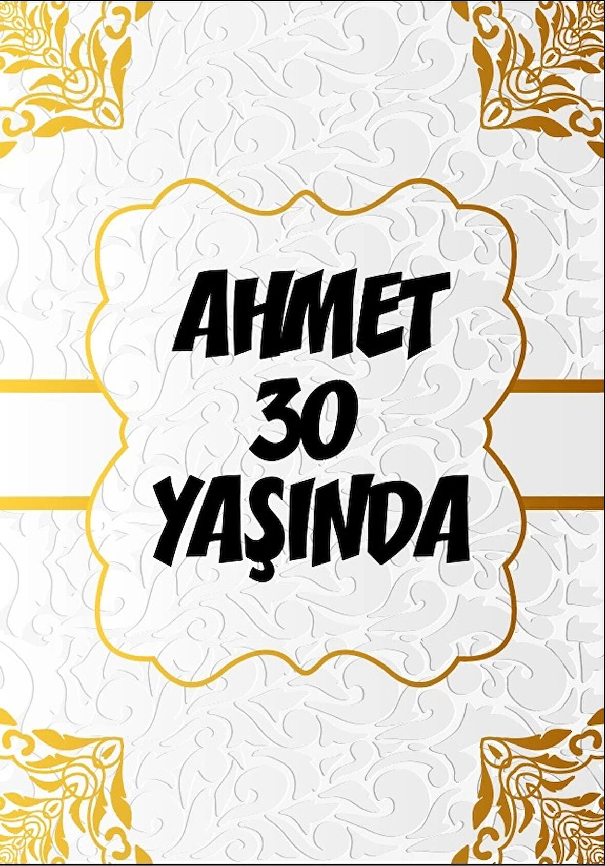 Beyaz Desenler Klasik Temalı Doğuım Günü Afişi 50X70 cm