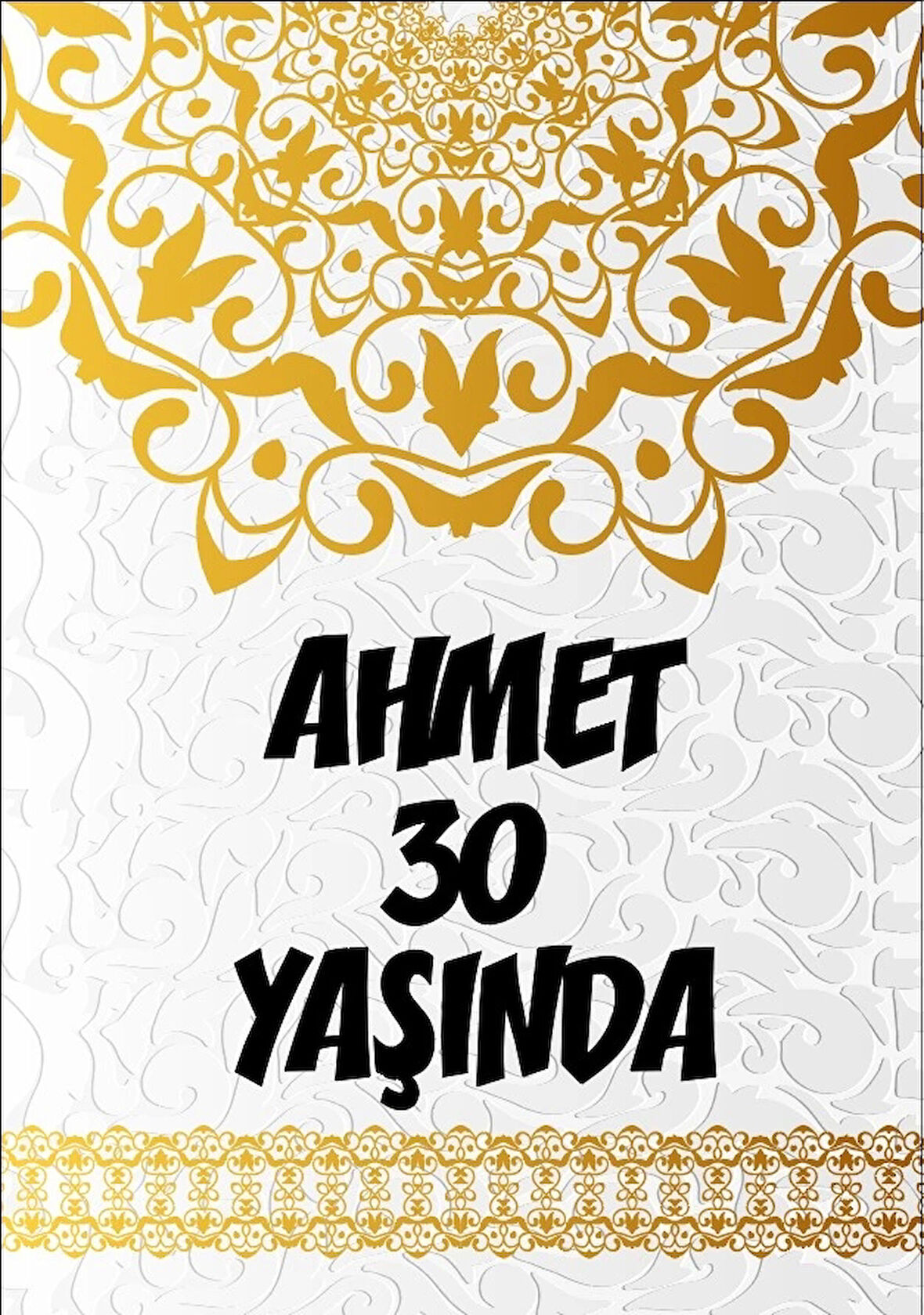 Beyaz Desenler Klasik Temalı Doğum Günü Afişi -3 70X100 cm