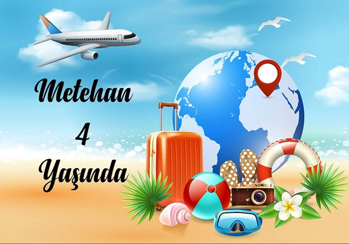 Seyahat Temalı Doğum Günü Afişi 50X70 cm