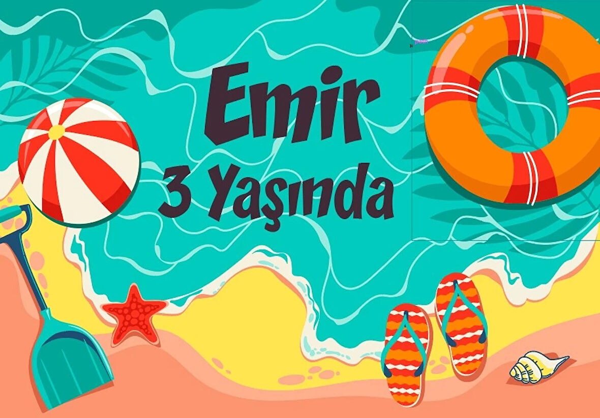 Deniz Kum Temalı Doğum Günü Afişi 50X70 cm