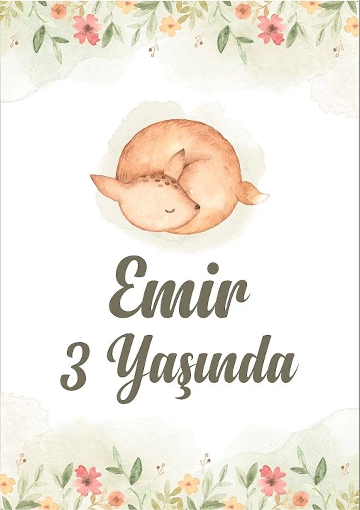 Uyuyan Tilki Temalı Doğum Günü Afişi 70X100 cm