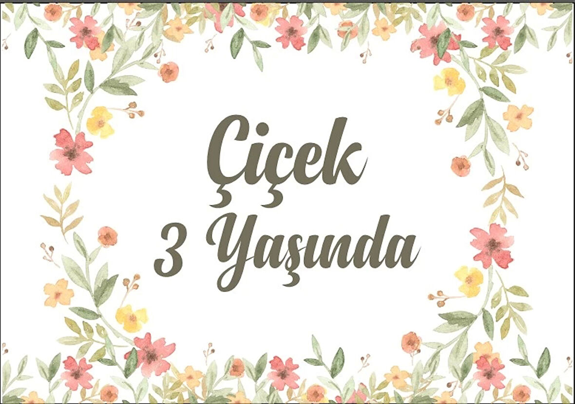 Çiçekler Temalı Doğum Günü Afişi -2 35X50 cm