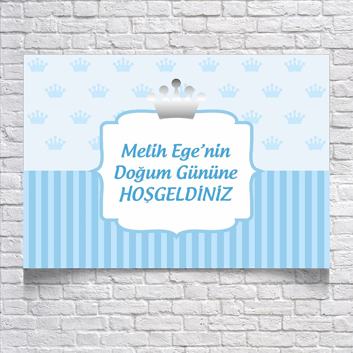 Mavi Taç Temalı Doğum Günü Karşılama Afişi 50X70 cm