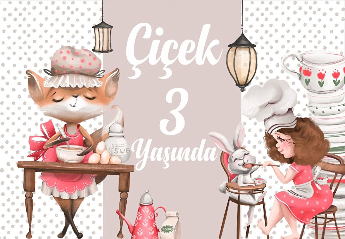 Aşçı Hayvanlar Temalı Doğuım Günü Afişi 70X100 cm