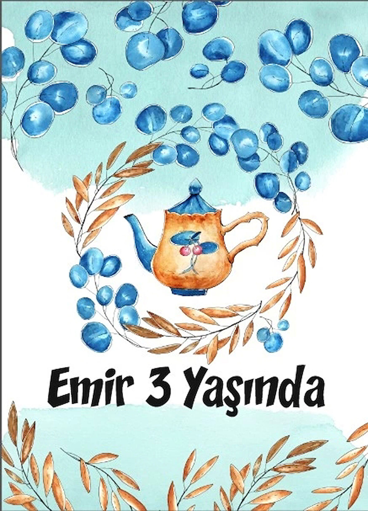 Mavi Pasta Temalı Doğum Günü Afişi 35X50 cm