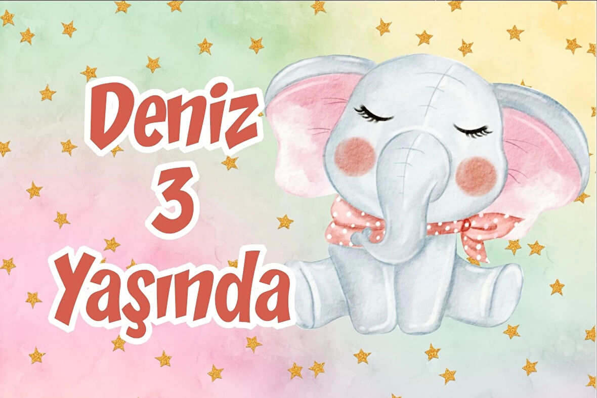 Sevimli Fil Doğum Günü Afişi 100X150 cm