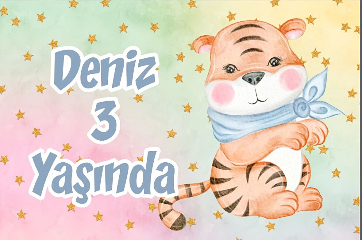 Sevimli Kaplan Doğum Günü Afişi 50X70 cm