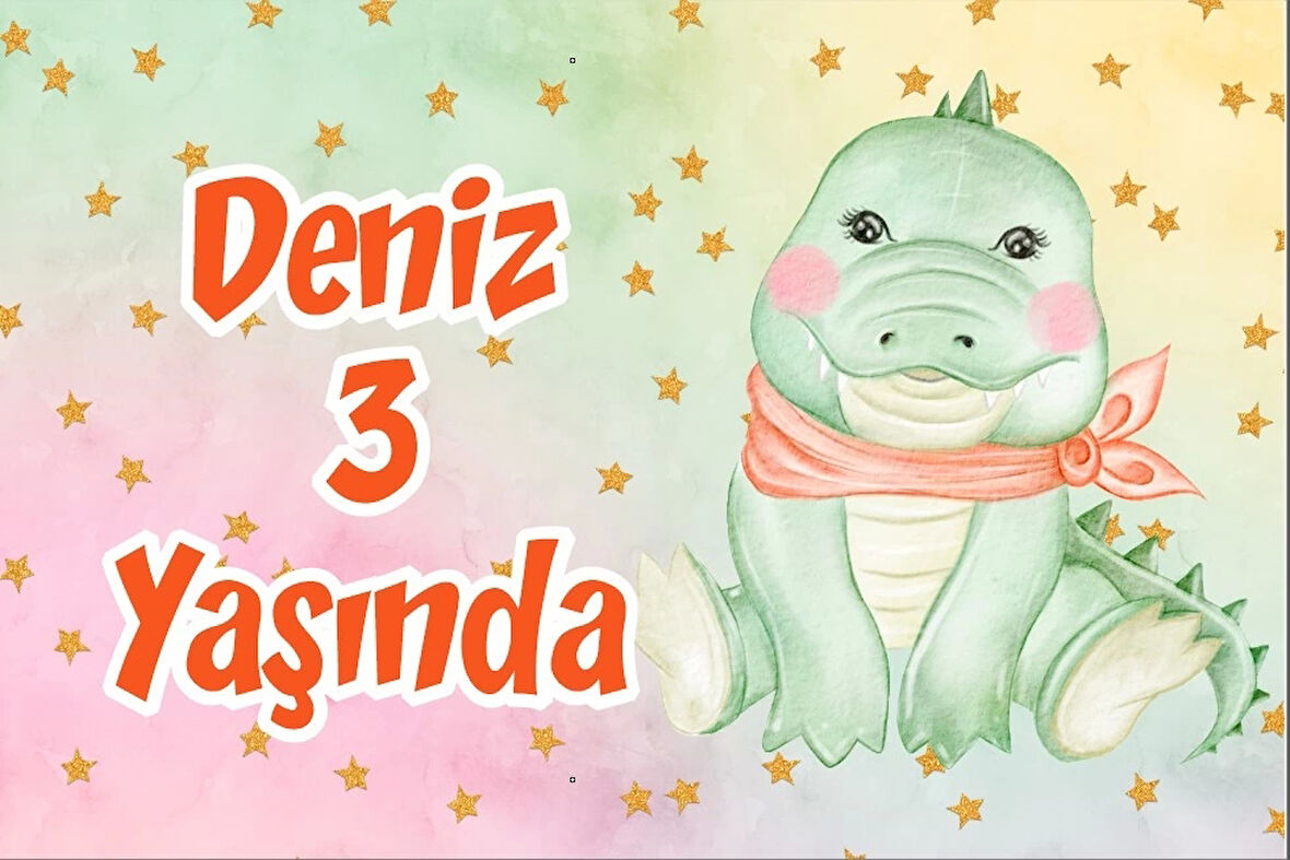 Sevimli Timsah Temalı Doğum Günü Afişi 50X70 cm