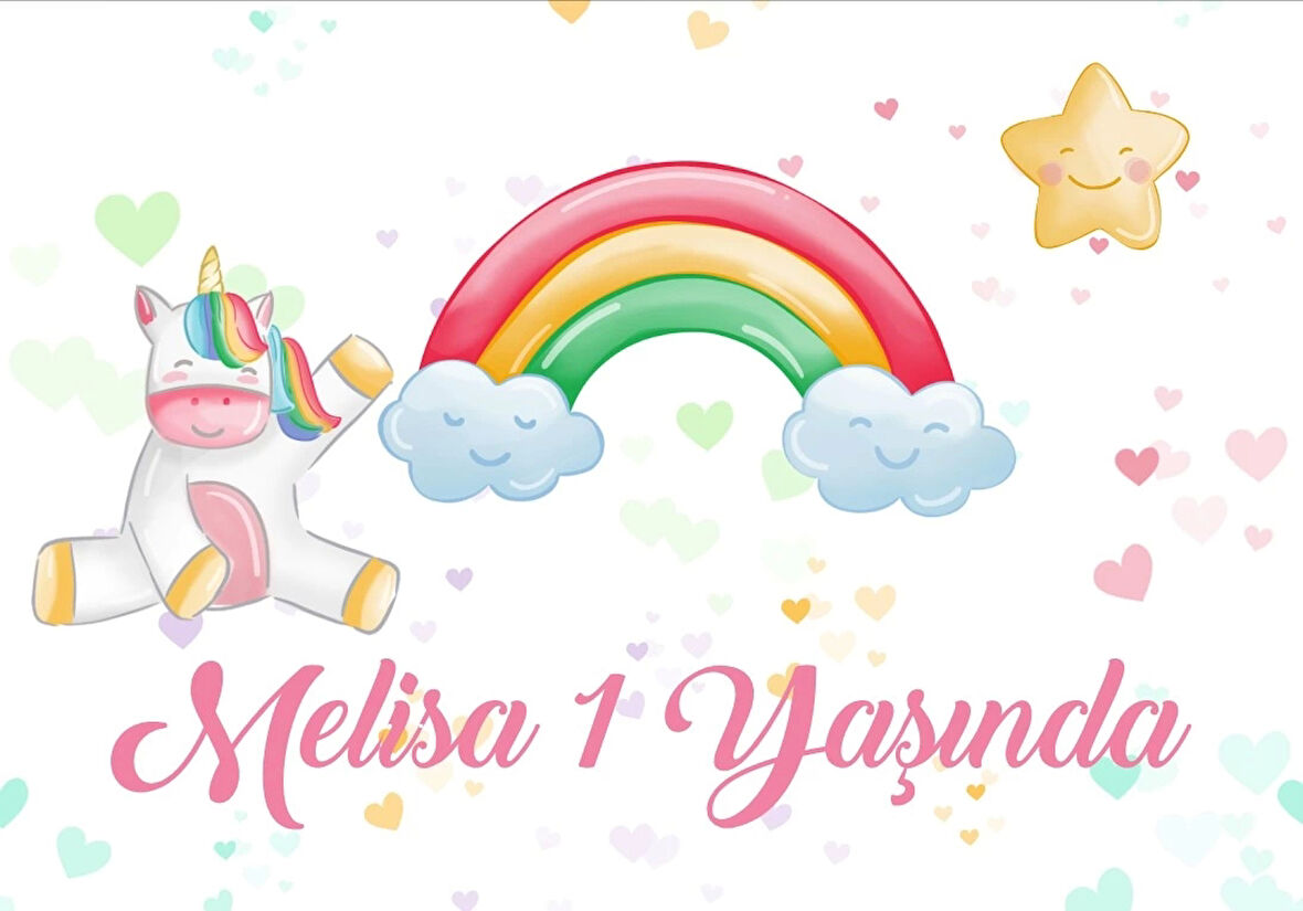 Unicorn Temalı Doğum Günü Afişi 70X100 cm