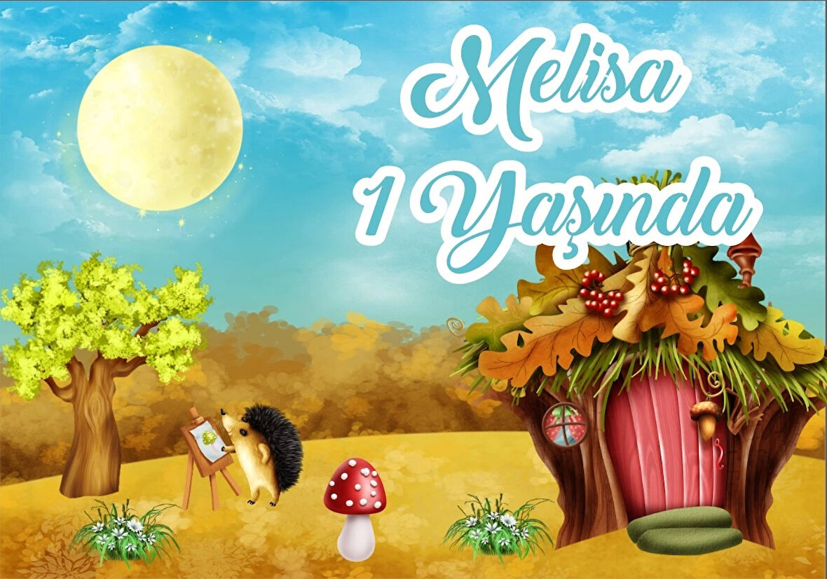 Resim Yapan kirpi Temalı Doğum Günü Afişi 70X100 cm