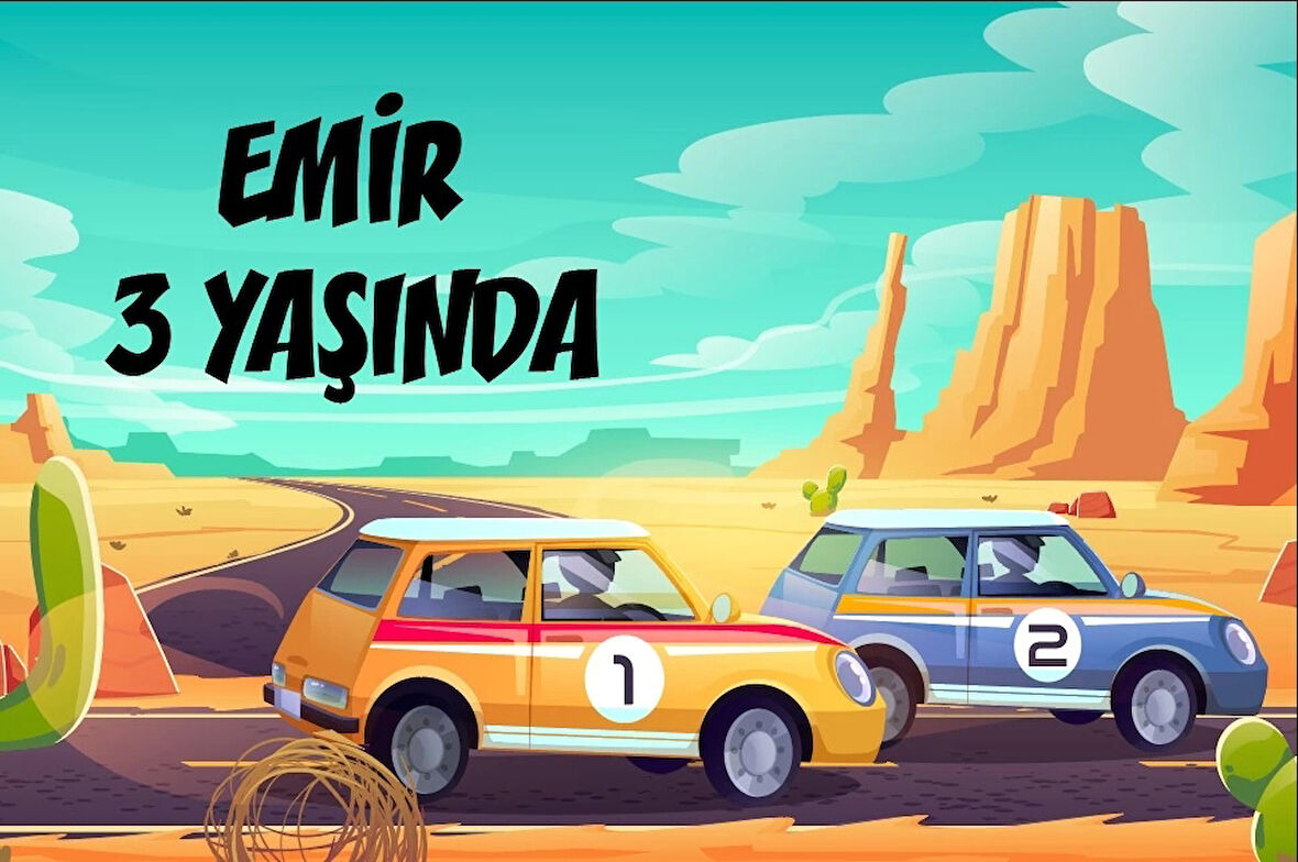 Yarış Arabası Temalı Doğum Günü Afişi 100X150 cm