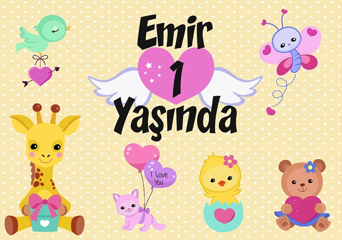 Sevimli hayvanlar Temalı Doğum Günü Afişi 50X70 cm