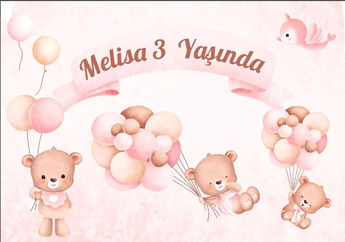 Pembe Ayıcık Doğum Günü Afişi 70X100 cm