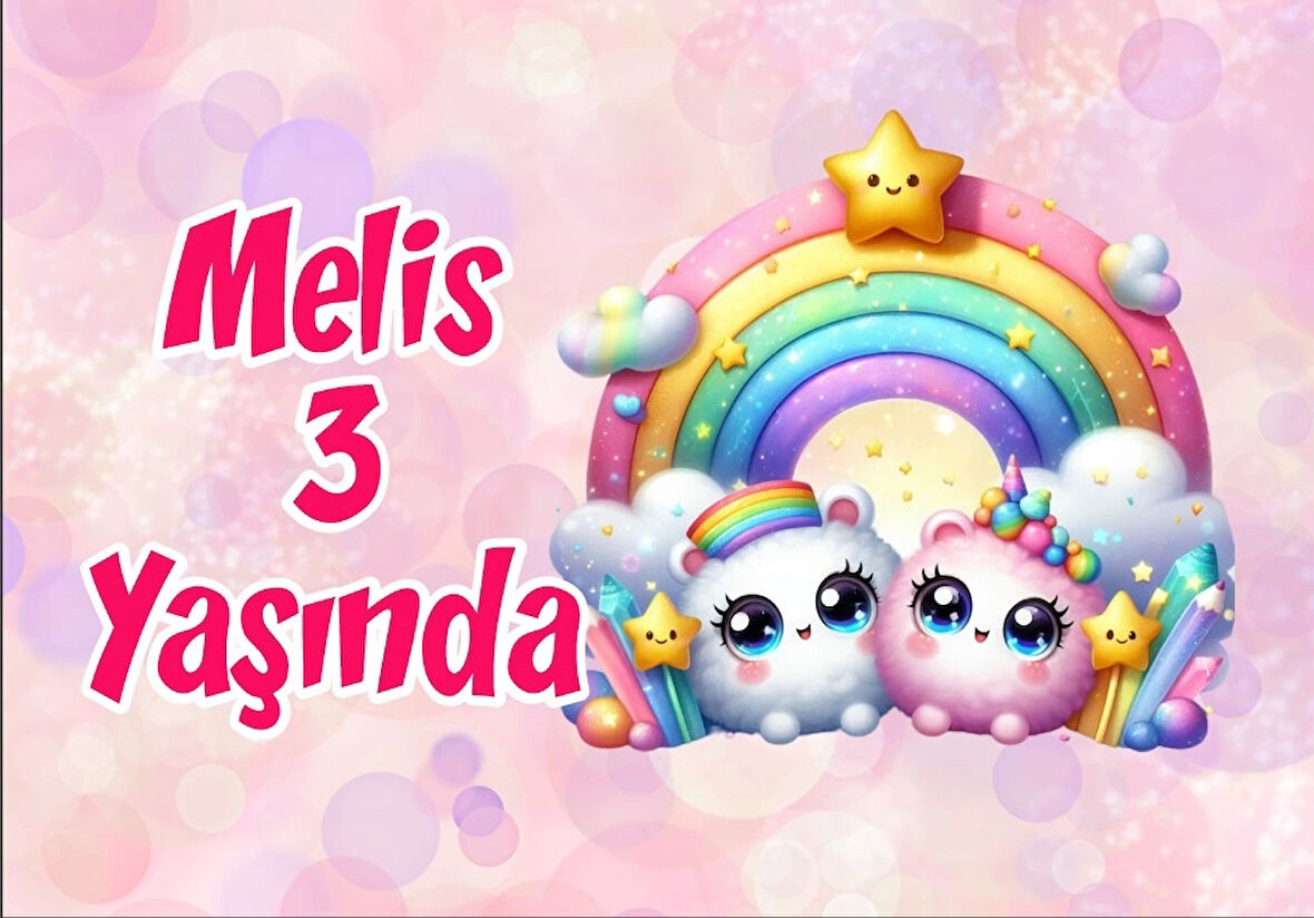 Gökkuşağı Temalı Doğum Günü Afiş 50X70 cm