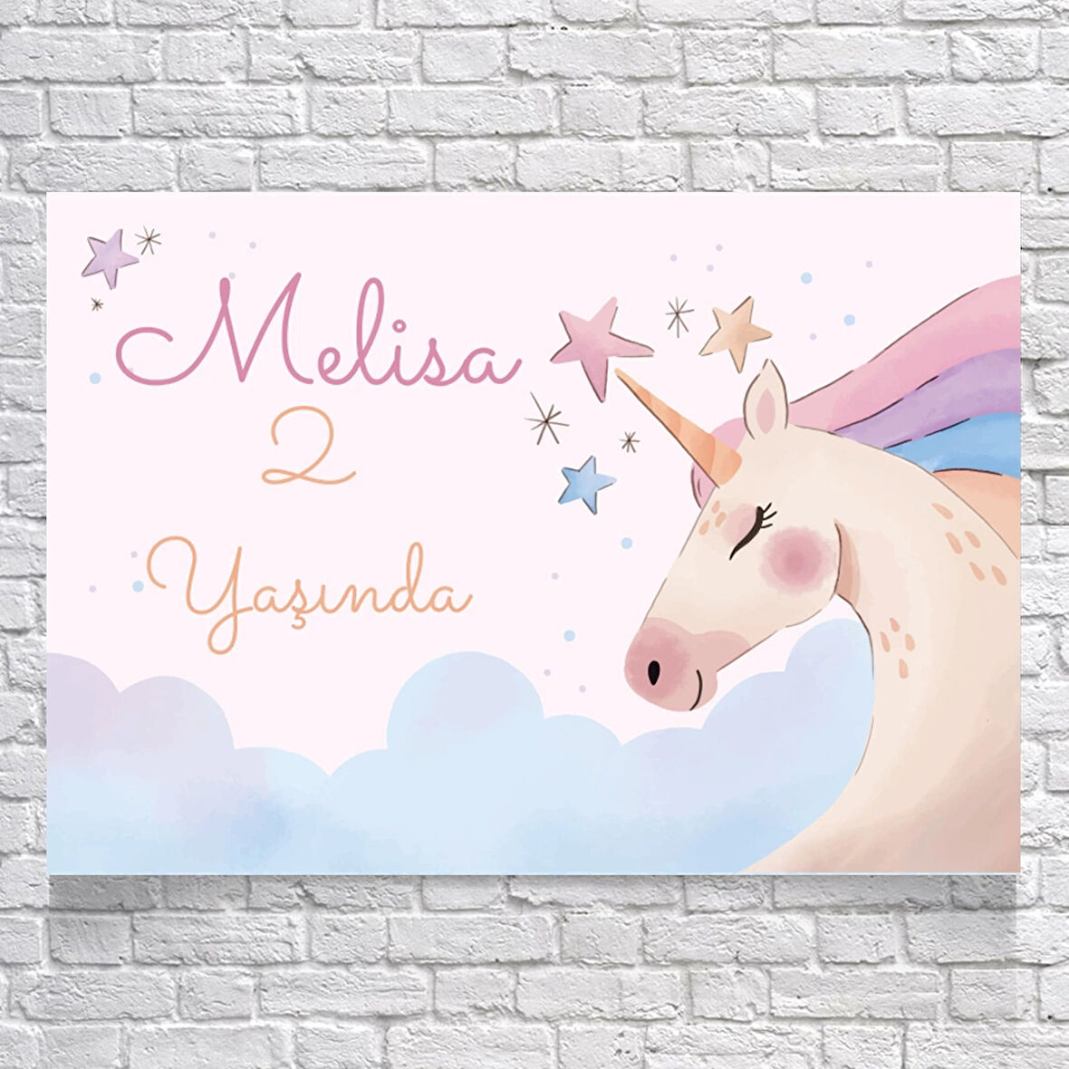 Unicorn Temalı Doğum Günü Afişi 100X150 cm