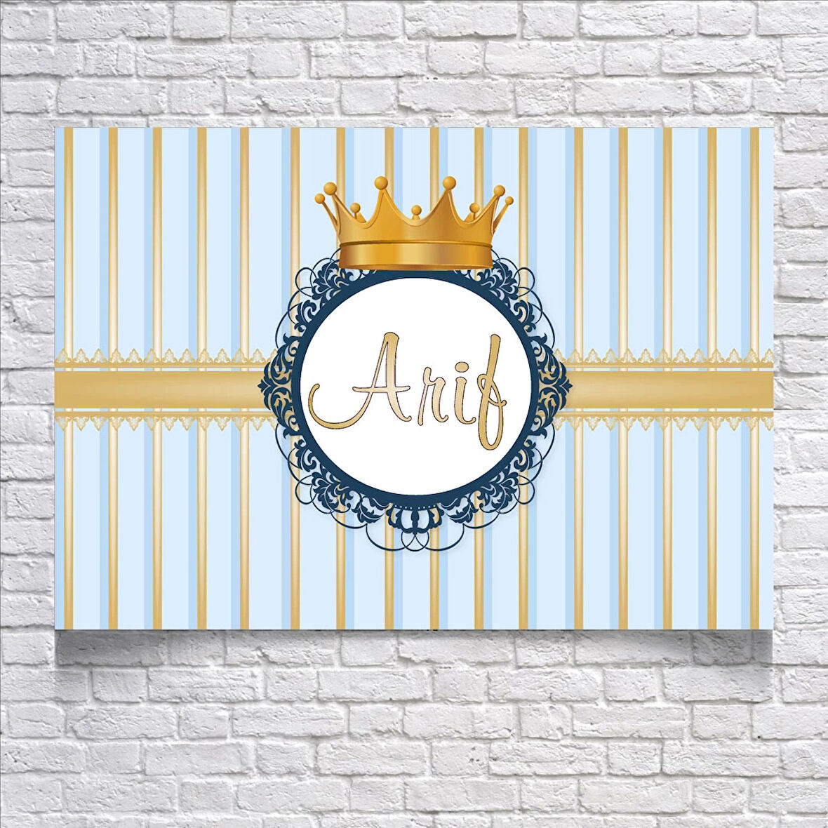 Mavi Çiizgili Doğum Günü Afişi 50X70 cm