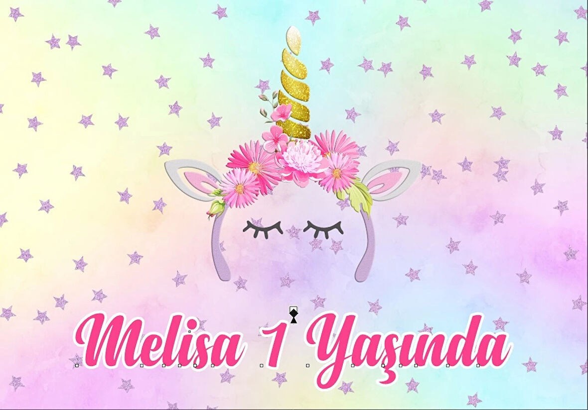 Unicorn Temalı Doğum Günü Afişi 50X70 cm