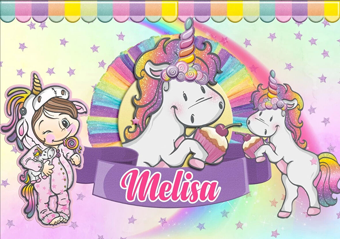 Unicorn Temalı Doğum Günü Afişi 70X100 cm