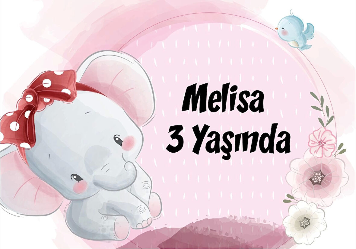 Fil Temalı Doğum Günü Afişi 70X100 cm