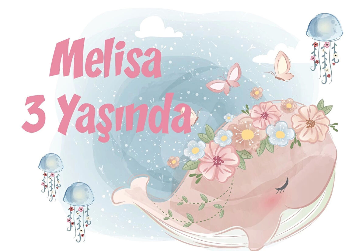 Balina Temalı Doğum Günü Afişi 35X50 cm