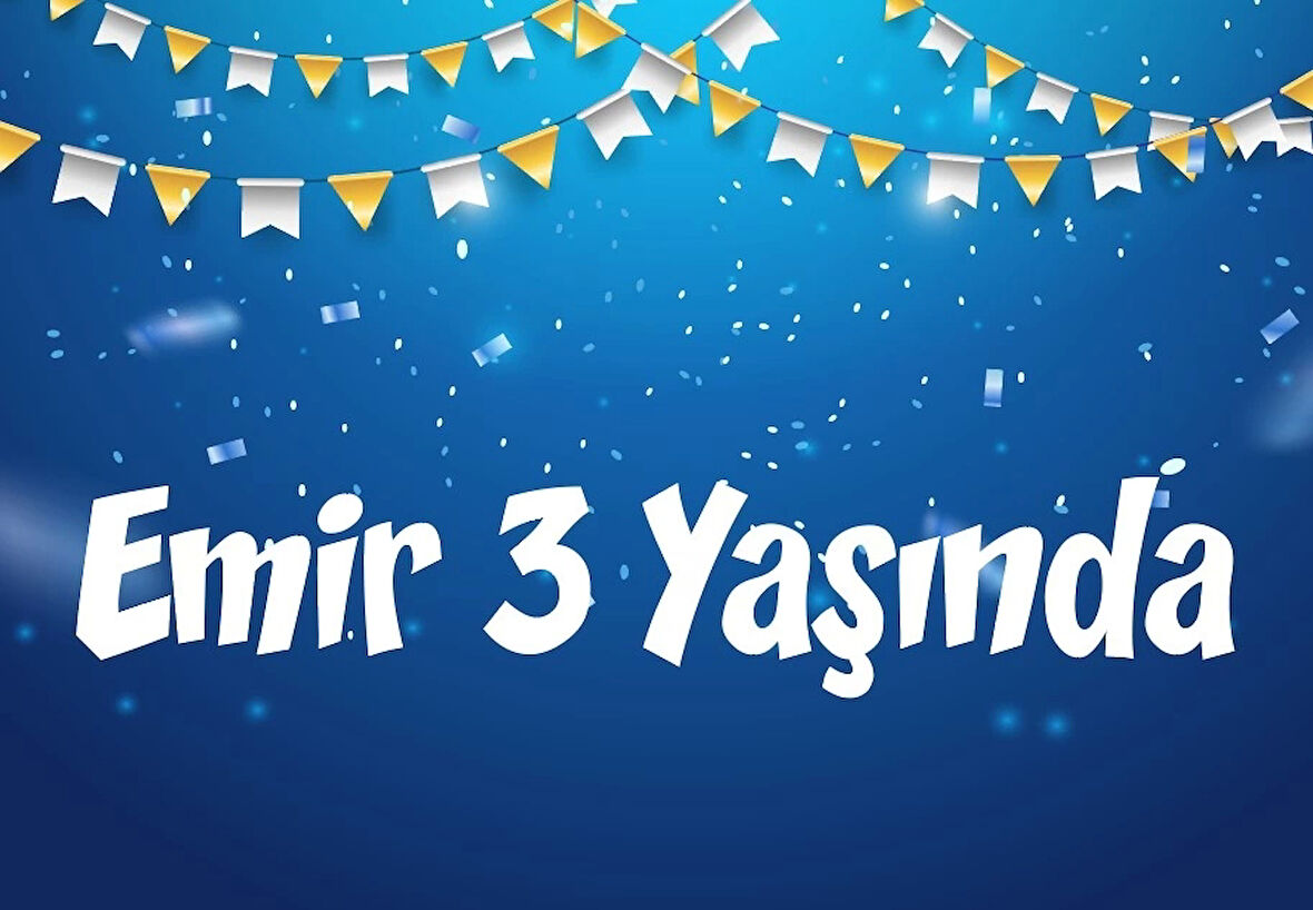 mavi bayraklı doğum günü afişi 35X50 cm