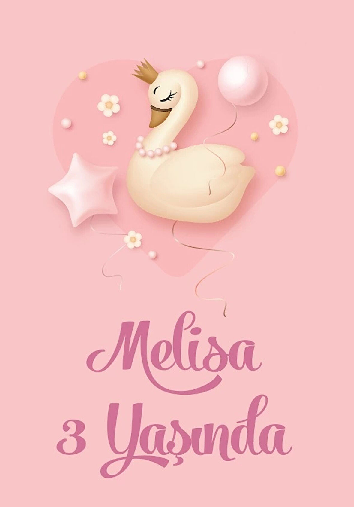 kuğu temalı doğum günü afişi 70X100 cm