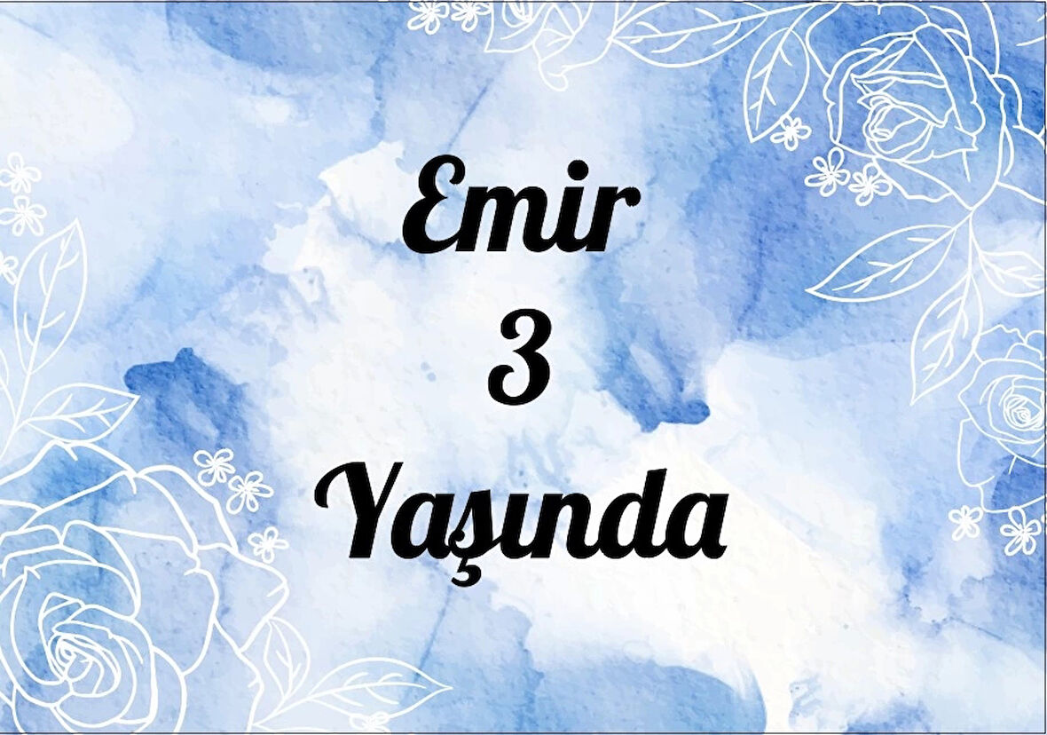 mavi çiçekli doğum günü afişi 70X100 cm