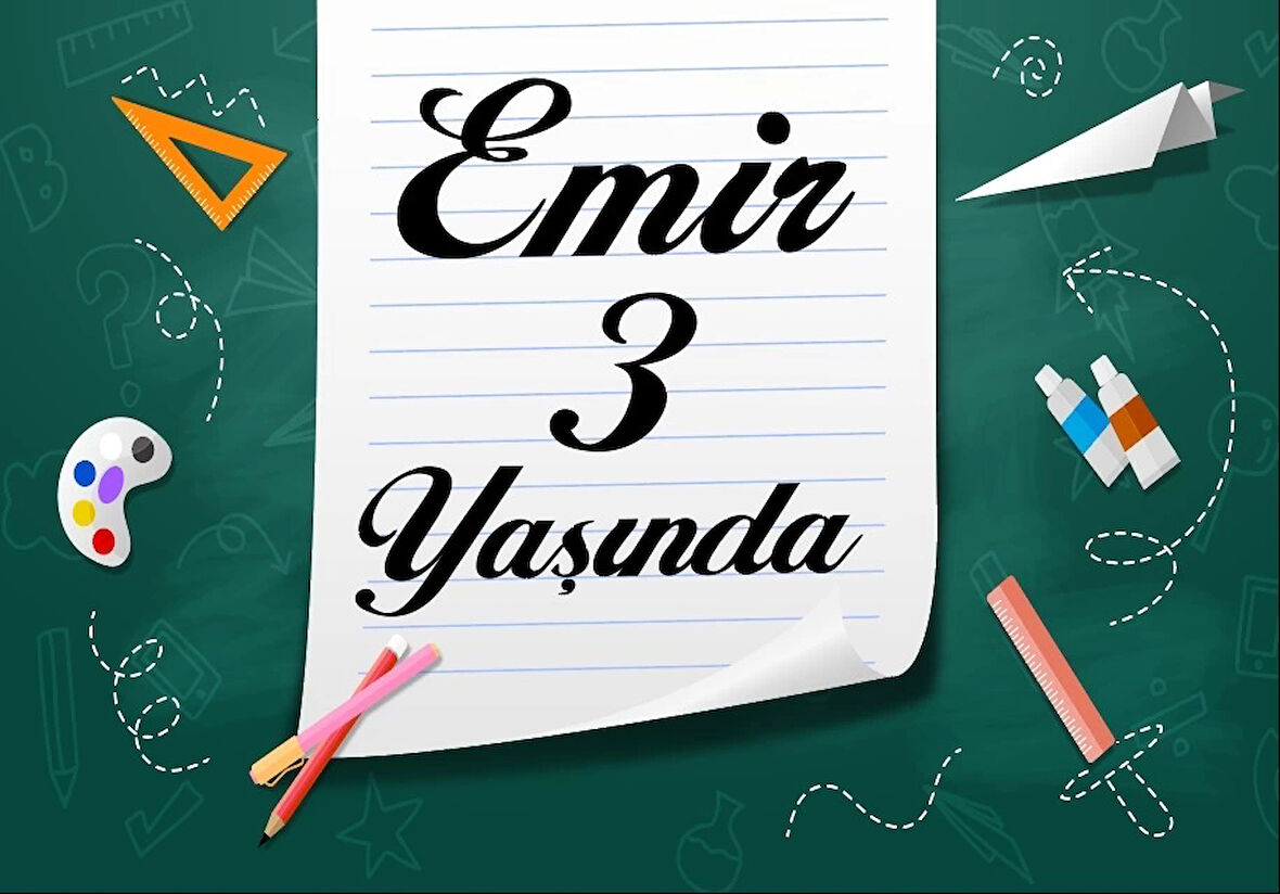 okul ve defter temalı doğum günü afişi 100X150 cm