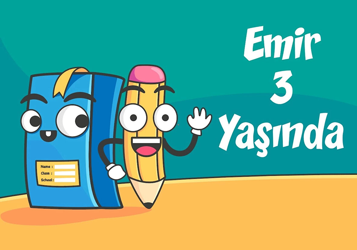 kalem ve defter teamlı doğum günü afişi 70X100 cm