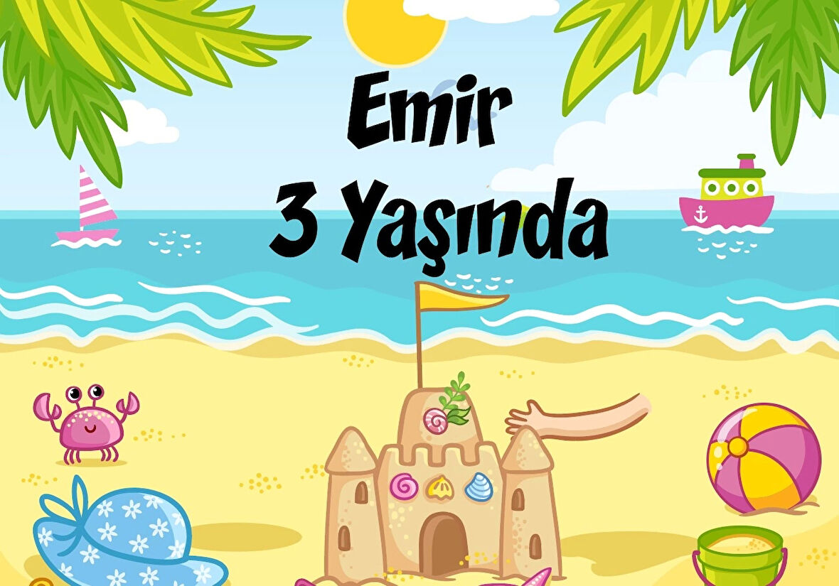 yaz sahil temalı doğum günü afişi 35X50 cm