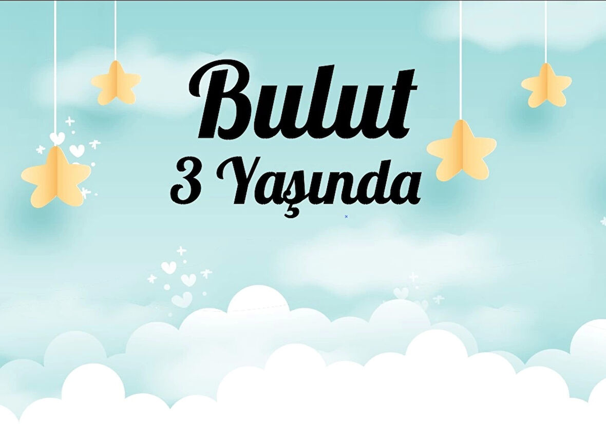 Bulut Temalı Doğum Günü Afişi 35X50 cm