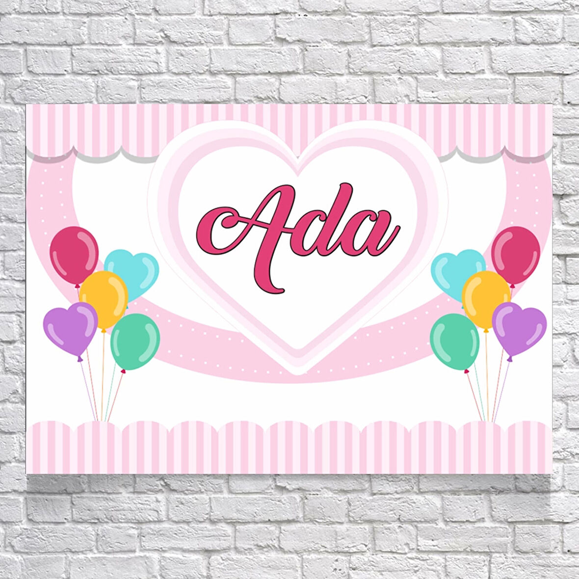 Kalp Balon Temalı Doğum Günü Afişi 50X70 cm