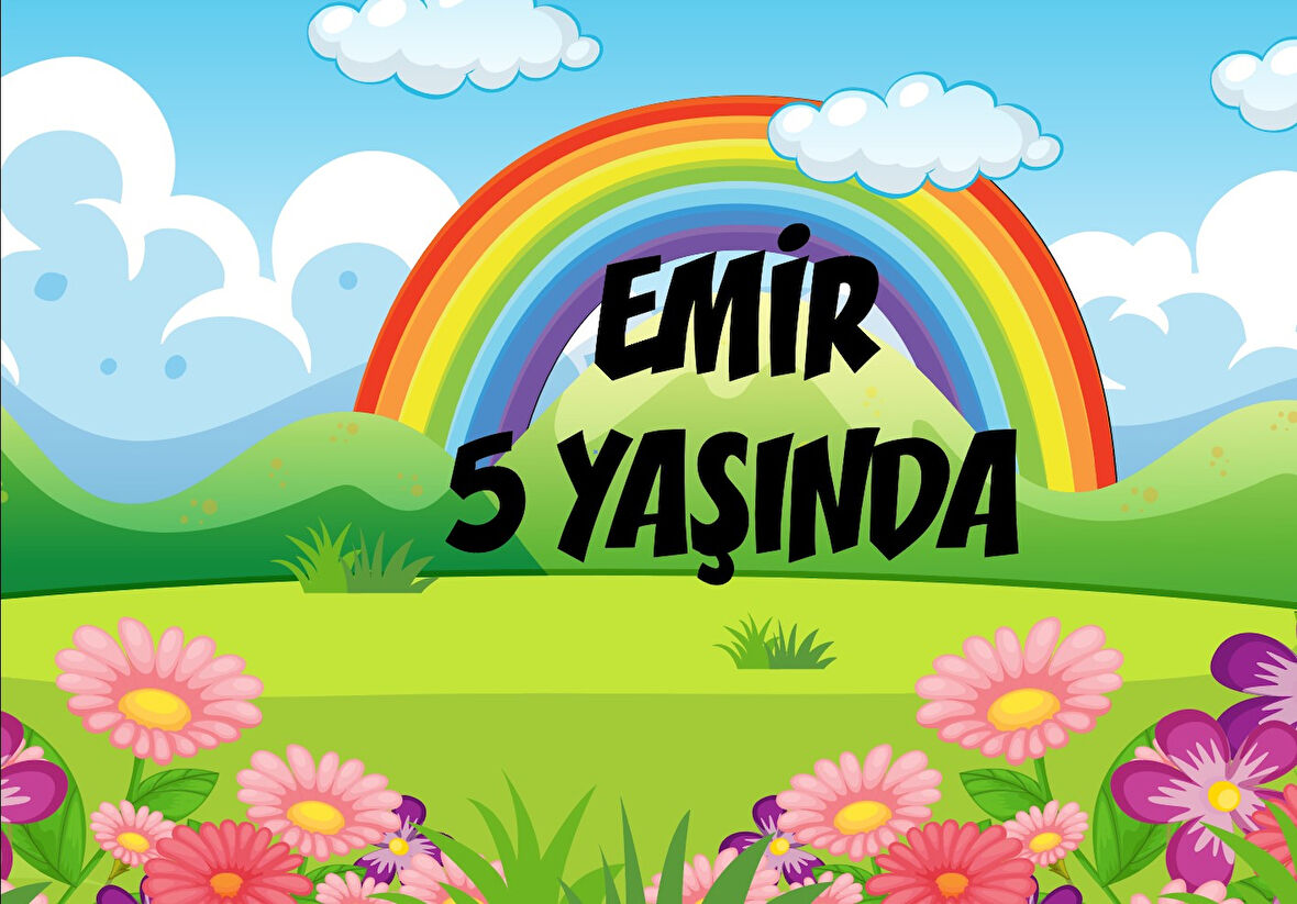 Orman ve Gökkuşağı Temalı Doğum Günü Afişi - 70x100 Cm