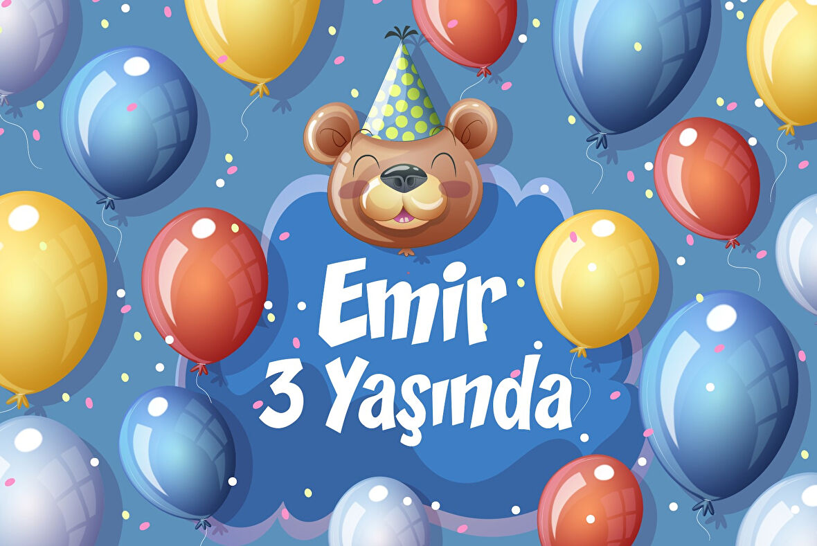 Balonlar Doğum Günü Afişi - 50x70 Cm