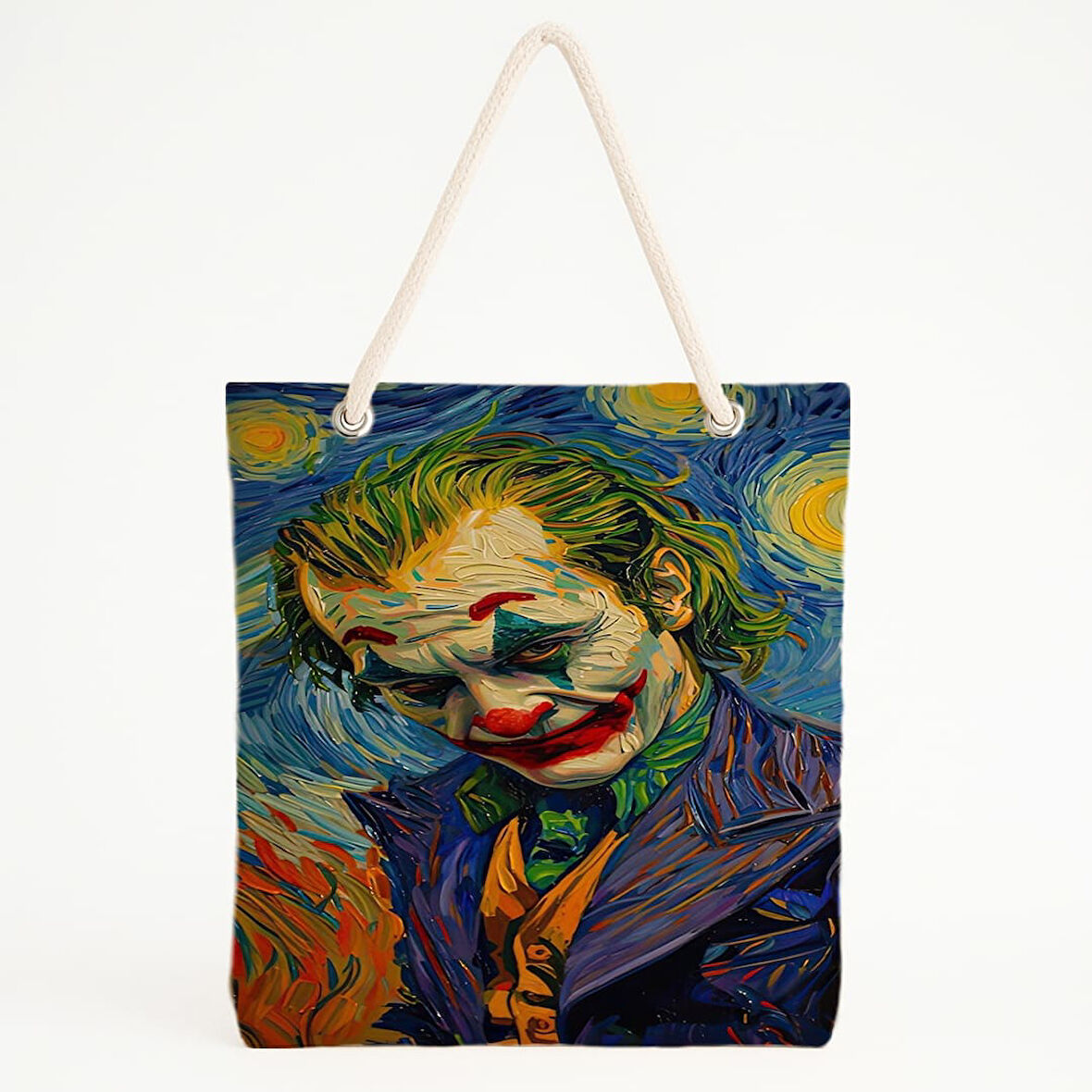 Joker ve Yıldızlı Gece Baskılı Plaj Çantası