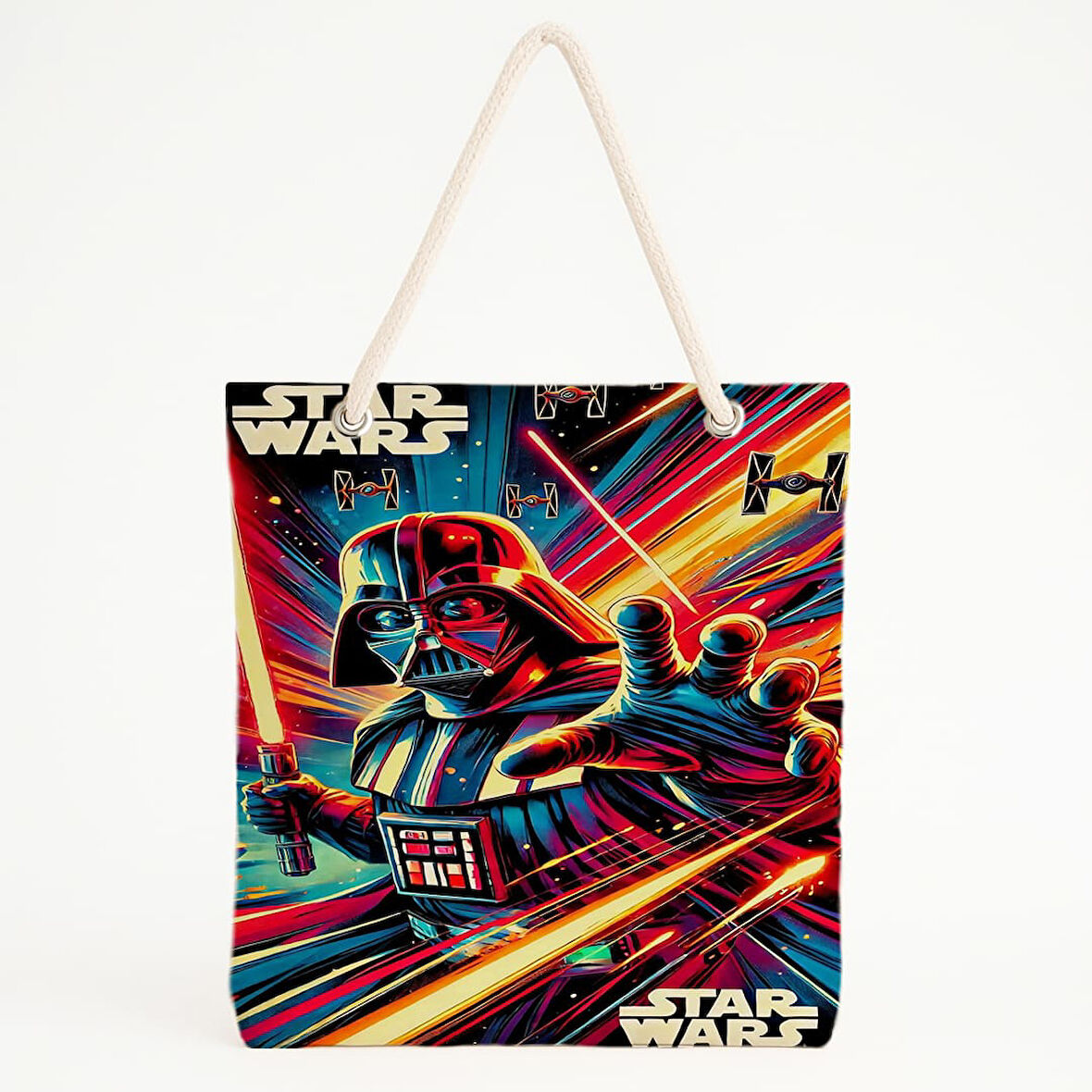 Neon Darth Vader Baskılı Plaj Çantası