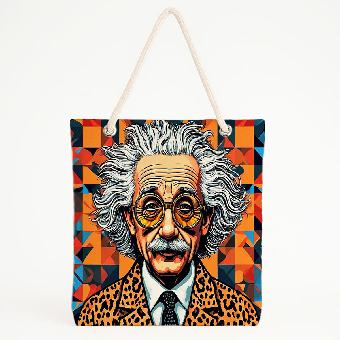 Desenli Einstein Baskılı Plaj Çantası