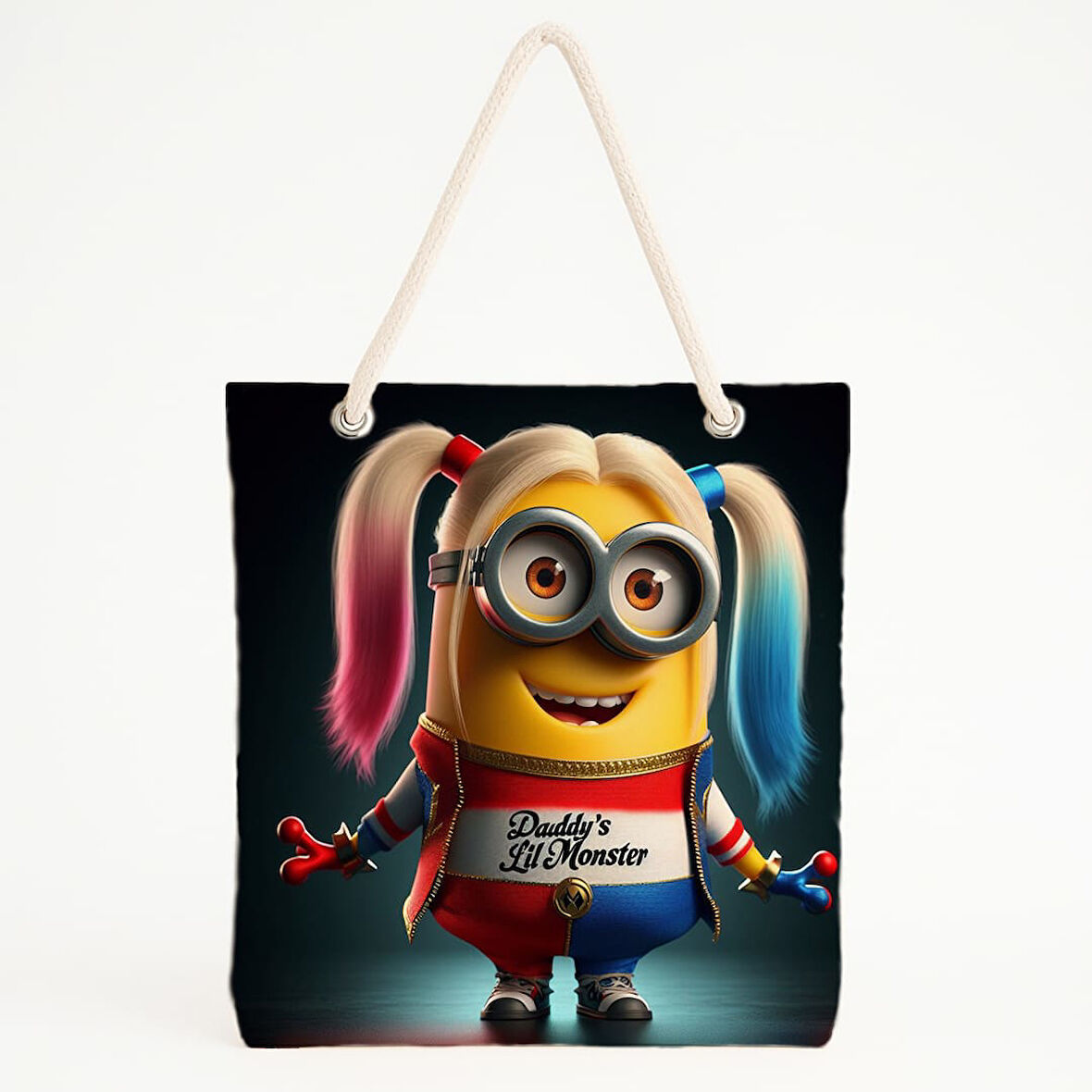 Minion Harley Baskılı Renkli Pop Kültür Plaj Çantası