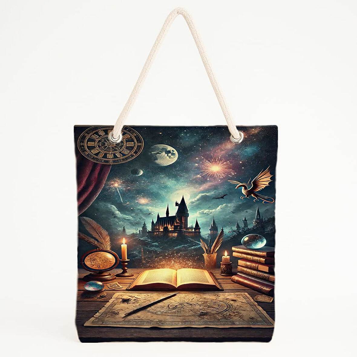 Yıldızlı Gece Büyü Kitabı Temalı Plaj Çantası