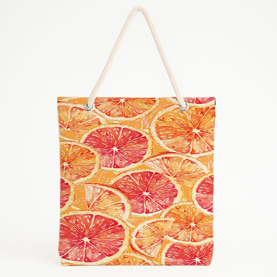 Narenciye Desenli Renkli Plaj Çantası