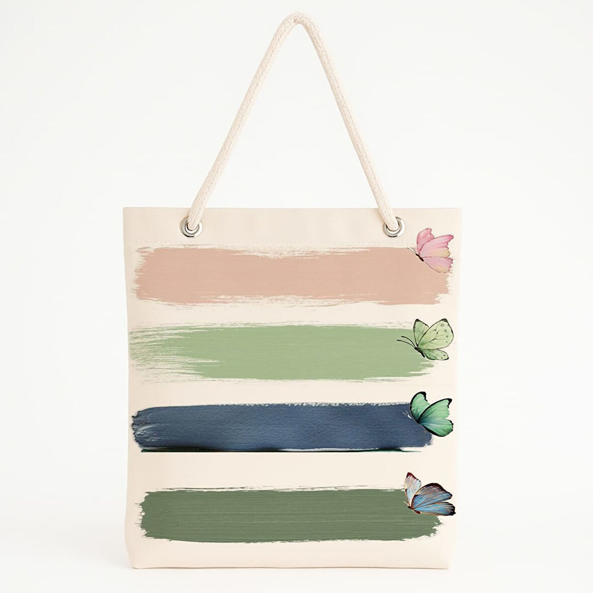 Pastel Fırça Desenli Plaj Çantası