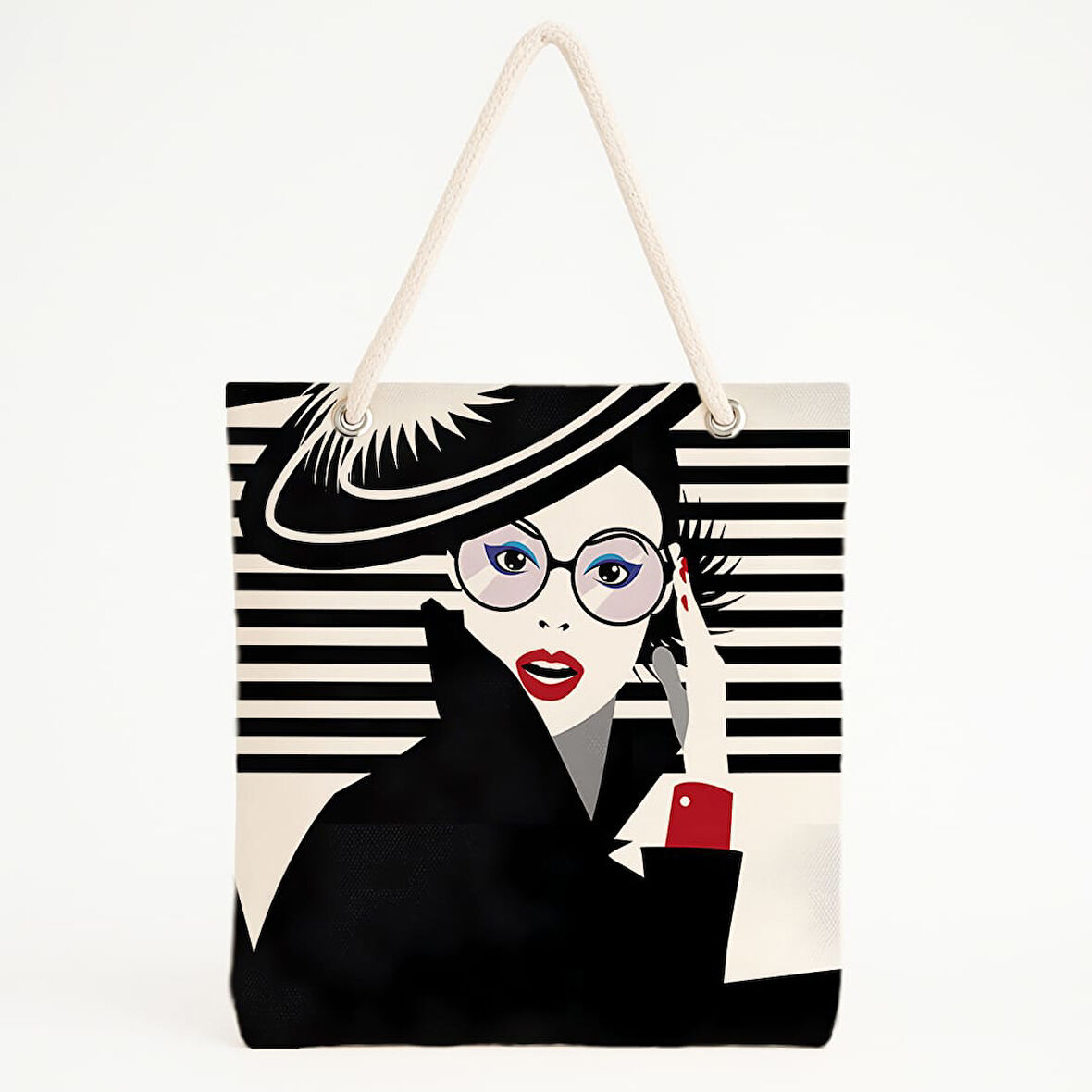 Retro Şapkalı Kadın Plaj Çantası